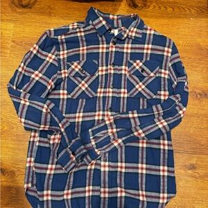 imogene + willie Navy and Burgundy Plaid Men's Shirt